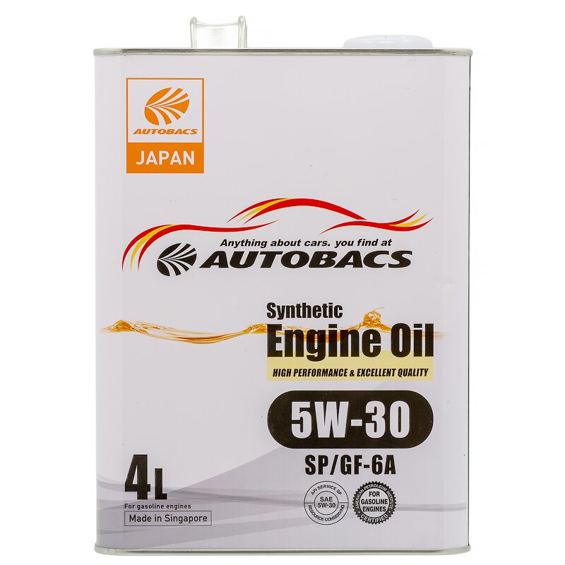 Масло моторное Autobacs Engine Oil 5w30 синтетическое, SN/GF-5, для бензинового двигателя, 4л, арт. A00032062 (Сингапур
Масло моторное Autobacs Engine Oil 5w30 синтетическое, SN/GF-5, для бензинового двигателя, 4л, арт. A00032062 (Сингапур