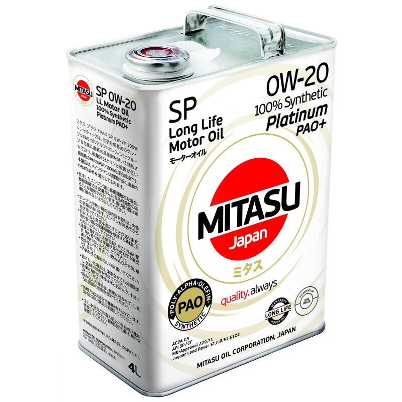 Масло моторное Mitasu Platinum Pao 0w20, синтетическое, SN/CF/C5, универсальное 4л, арт. MJ-110/4
Масло моторное Mitasu Platinum Pao 0w20, синтетическое, SN/CF/C5, универсальное 4л, арт. MJ-110/4