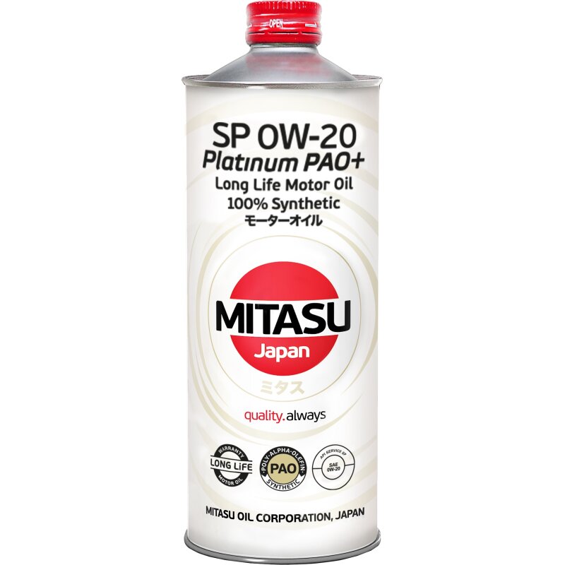 Масло моторное Mitasu Platinum Pao 0w20, синтетическое, SN/CF/C5, универсальное 1л, арт. MJ-110/1
Масло моторное Mitasu Platinum Pao 0w20, синтетическое, SN/CF/C5, универсальное 1л, арт. MJ-110/1
