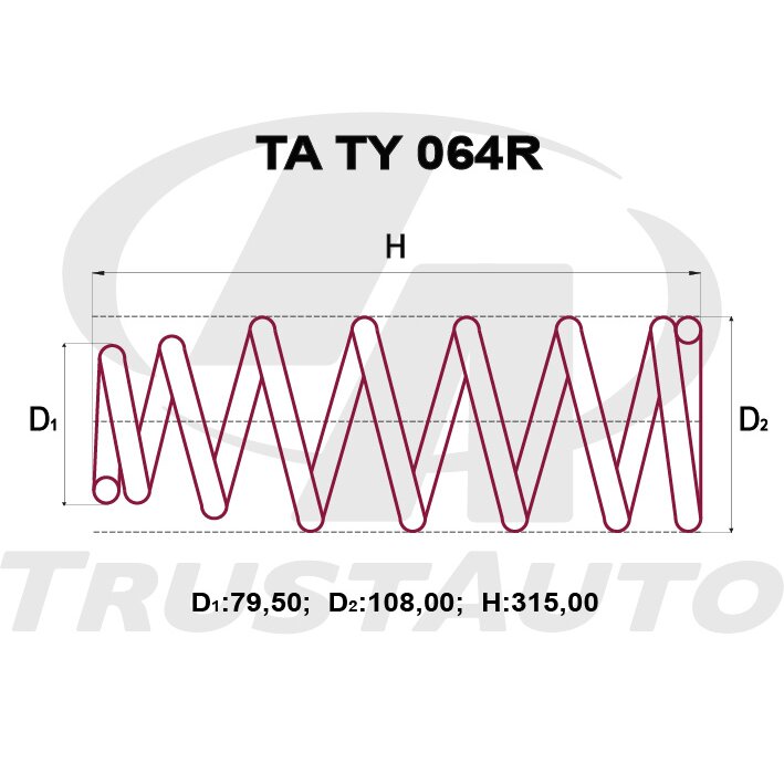 Пружина подвески TrustAuto усиленная, арт. TATY064R
Пружина подвески TrustAuto усиленная, арт. TATY064R