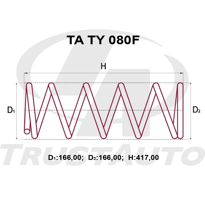 Пружина подвески TrustAuto усиленная, арт. TATY080F
Пружина подвески TrustAuto усиленная, арт. TATY080F