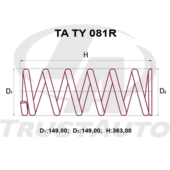 Пружина подвески TrustAuto усиленная, арт. TATY081R
Пружина подвески TrustAuto усиленная, арт. TATY081R
