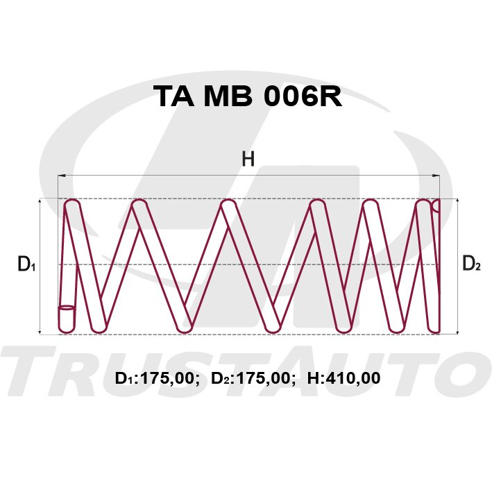 Пружина подвески TrustAuto усиленная, арт. TAMB006R
Пружина подвески TrustAuto усиленная, арт. TAMB006R