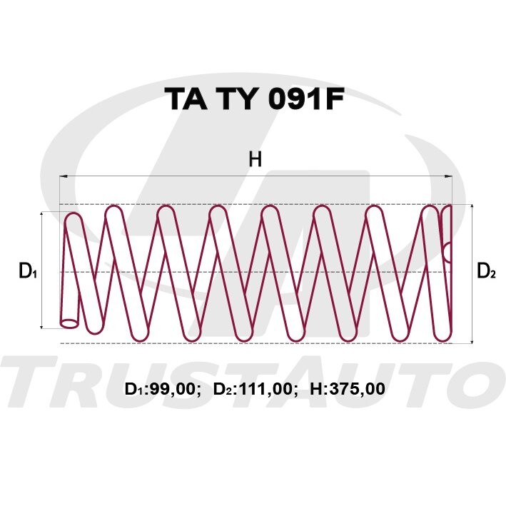 Пружина подвески TrustAuto усиленная, арт. TATY091F
Пружина подвески TrustAuto усиленная, арт. TATY091F