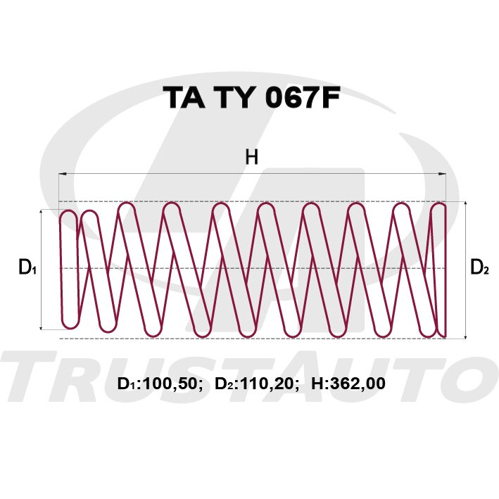 Пружина подвески TrustAuto усиленная, арт. TATY067F
Пружина подвески TrustAuto усиленная, арт. TATY067F