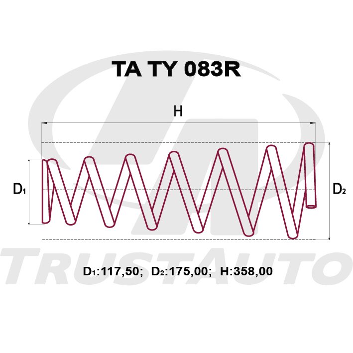 Пружина подвески TrustAuto усиленная, арт. TATY083R
Пружина подвески TrustAuto усиленная, арт. TATY083R