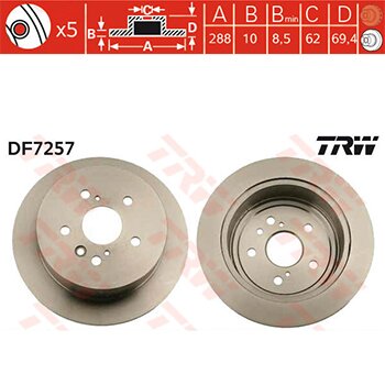 Тормозной диск TRW, арт. DF7257
Тормозной диск TRW, арт. DF7257