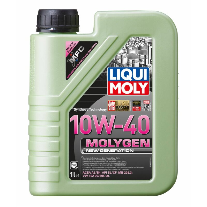 Масло моторное Liqui Moly Molygen New Generation 10w40 синтетическое, SL, ACEA A3/B4, универсальное, 1л, арт. 9059
Масло моторное Liqui Moly Molygen New Generation 10w40 синтетическое, SL, ACEA A3/B4, универсальное, 1л, арт. 9059