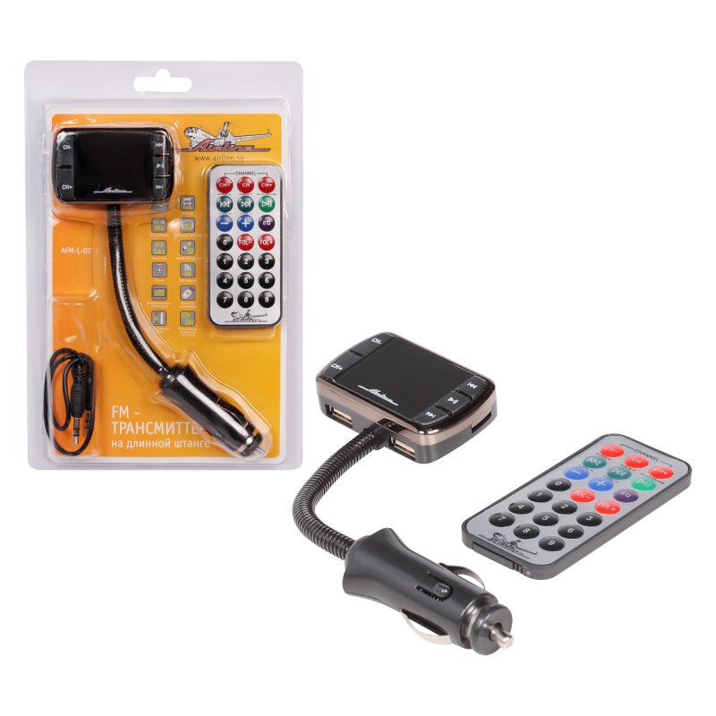 FM-модулятор (трансмиттер) Airline AFM-L-02, 12/24В, LCD дисплей, 2xUSB (2.1А), microSD, пульт ДУ в комплекте, на длинной гибкой штанге
FM-модулятор (трансмиттер) Airline AFM-L-02, 12/24В, LCD дисплей, 2xUSB (2.1А), microSD, пульт ДУ в комплекте, на длинной гибкой штанге