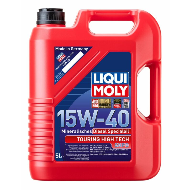Масло моторное Liqui Moly Touring High Tech SHPD-Motoroil Basic 15w40 минеральное, SL/CH-4, ACEA A3/B4/E7, универсальное, 5л, арт. 2475
Масло моторное Liqui Moly Touring High Tech SHPD-Motoroil Basic 15w40 минеральное, SL/CH-4, ACEA A3/B4/E7, универсальное, 5л, арт. 2475