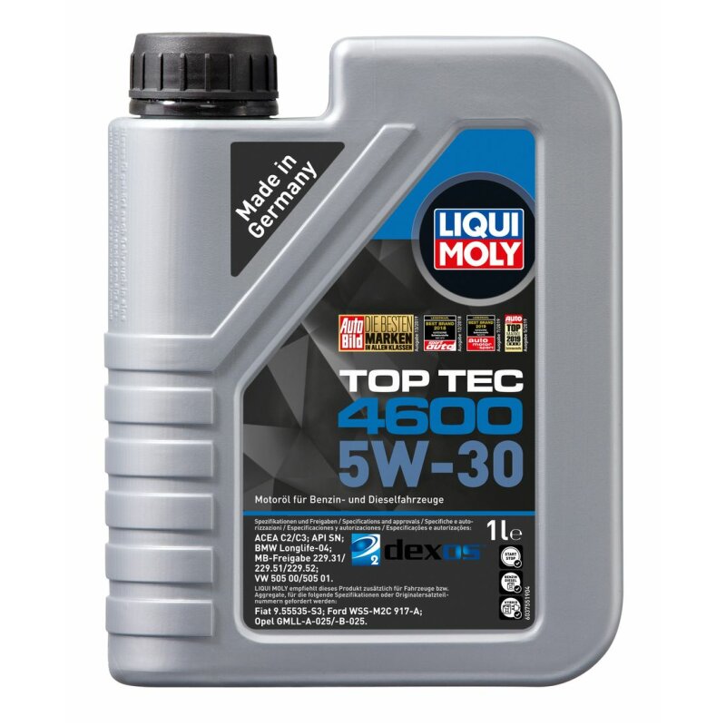 Масло моторное Liqui Moly Top Tec 4600 5w30 синтетическое, SN, ACEA C2/C3, универсальное, 1л, арт. 8032
Масло моторное Liqui Moly Top Tec 4600 5w30 синтетическое, SN, ACEA C2/C3, универсальное, 1л, арт. 8032