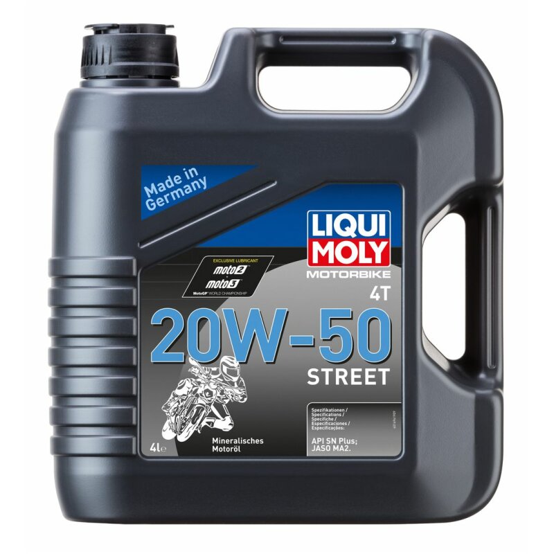 Масло моторное Liqui Moly Motorbike 4T Street 20w50 минеральное, SN Plus, для 4-тактных двигателей, 4л, арт. 1696
Масло моторное Liqui Moly Motorbike 4T Street 20w50 минеральное, SN Plus, для 4-тактных двигателей, 4л, арт. 1696