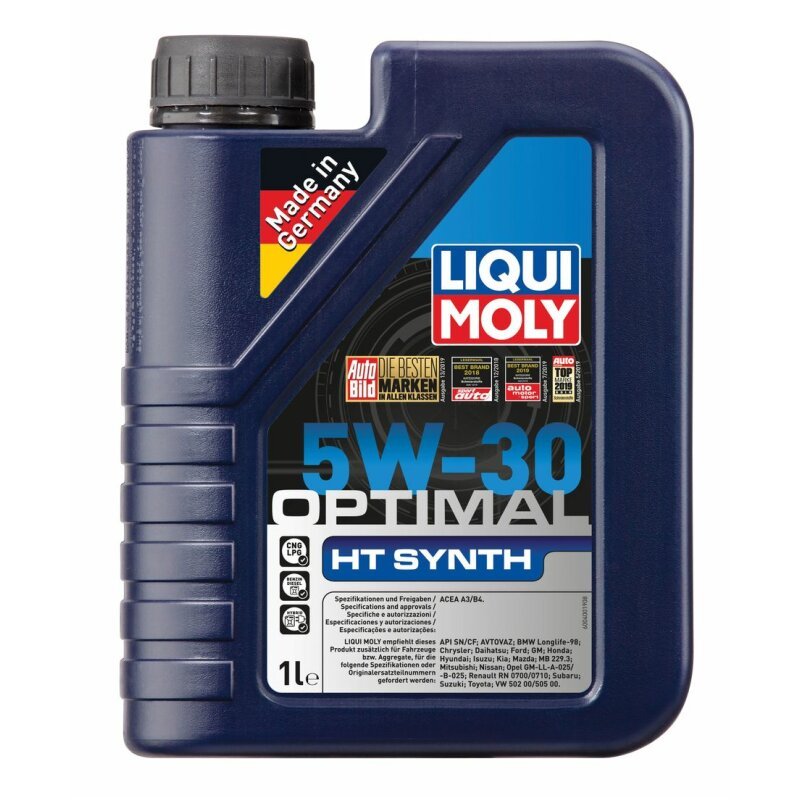 Масло моторное Liqui Moly Optimal HT Synth 5w30 синтетическое, API SN/CF, ACEA A3/B4, универсальное, 1л, арт. 39000
Масло моторное Liqui Moly Optimal HT Synth 5w30 синтетическое, API SN/CF, ACEA A3/B4, универсальное, 1л, арт. 39000