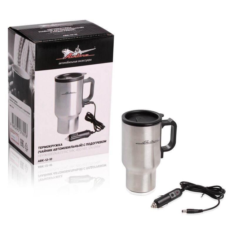 Термокружка (чайник автомобильный) AIRLINE с подогревом, 12В, 24Вт, нержавейка/пластик, 450 мл
Термокружка (чайник автомобильный) AIRLINE с подогревом, 12В, 24Вт, нержавейка/пластик, 450 мл