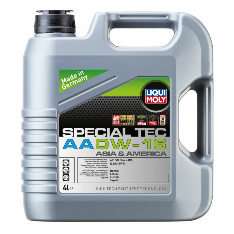 Масло моторное Liqui Moly Special Tec AA 0w16 синтетическое, SP/GF-6B, для бензинового двигателя, 4л, арт. 21327
Масло моторное Liqui Moly Special Tec AA 0w16 синтетическое, SP/GF-6B, для бензинового двигателя, 4л, арт. 21327