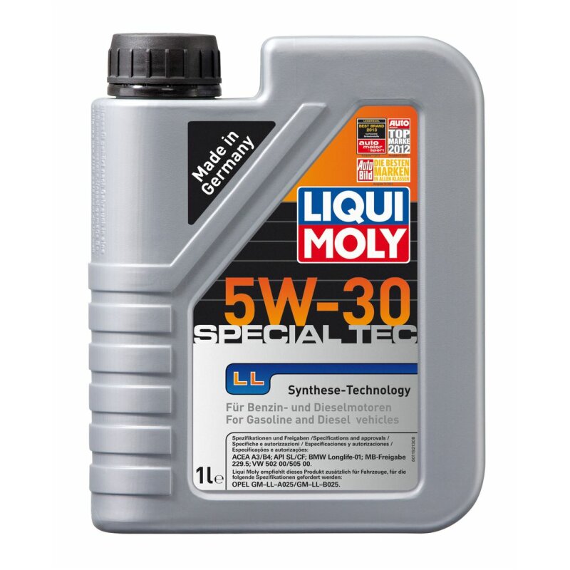 Масло моторное Liqui Moly Special Tec LL 5w30 синтетическое, SL, ACEA A3/B4, универсальное, 1л, арт. 8054
Масло моторное Liqui Moly Special Tec LL 5w30 синтетическое, SL, ACEA A3/B4, универсальное, 1л, арт. 8054