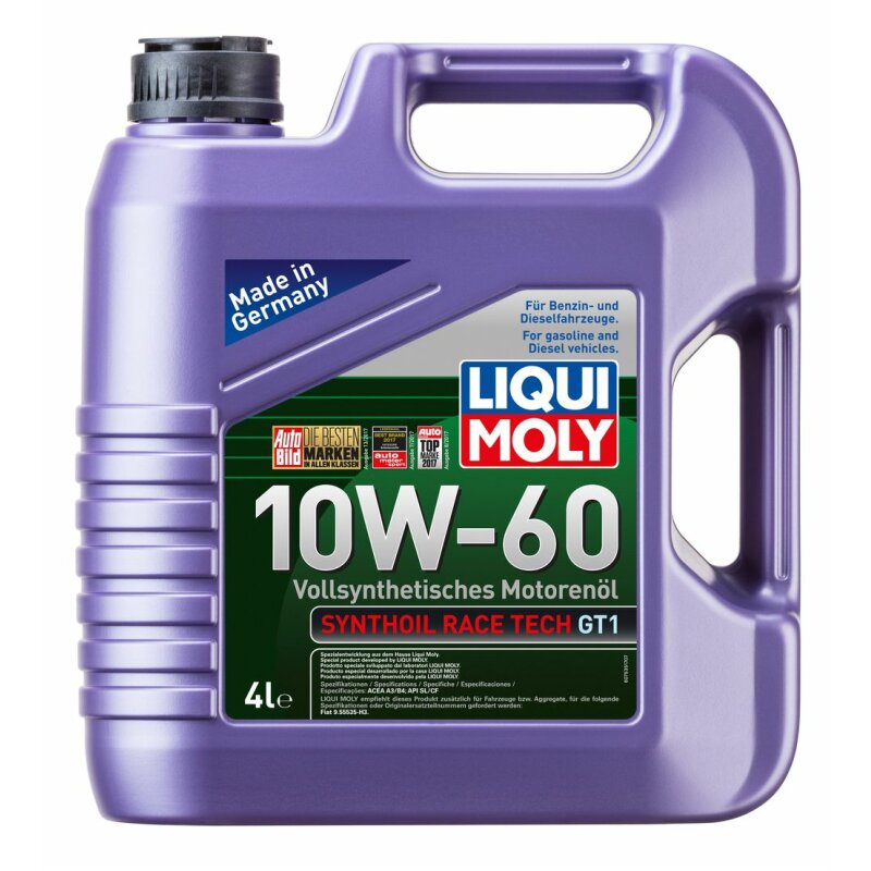 Масло моторное Liqui Moly Synthoil Race Tech GT1 10w60 синтетическое, SN, ACEA A3/B4, универсальное, 4л, арт. 7535
Масло моторное Liqui Moly Synthoil Race Tech GT1 10w60 синтетическое, SN, ACEA A3/B4, универсальное, 4л, арт. 7535