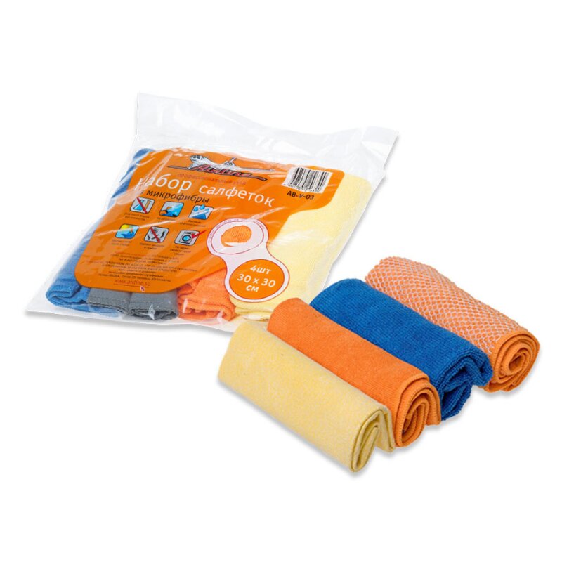Набор салфеток "рулончики" из микрофибры (4шт., 30*30 см)" AIRLINE AB-V-03
Набор салфеток "рулончики" из микрофибры (4шт., 30*30 см)" AIRLINE AB-V-03