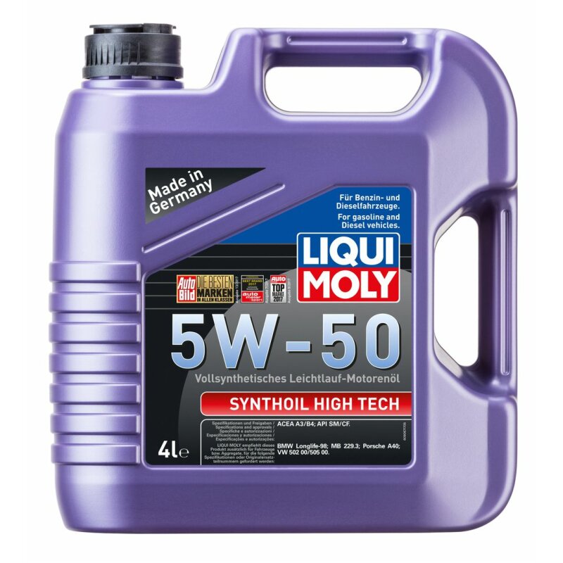 Масло моторное Liqui Moly Synthoil High Tech 5w50 синтетическое, SM/CF, ACEA A3/B4, универсальное, 4л, арт. 9067
Масло моторное Liqui Moly Synthoil High Tech 5w50 синтетическое, SM/CF, ACEA A3/B4, универсальное, 4л, арт. 9067