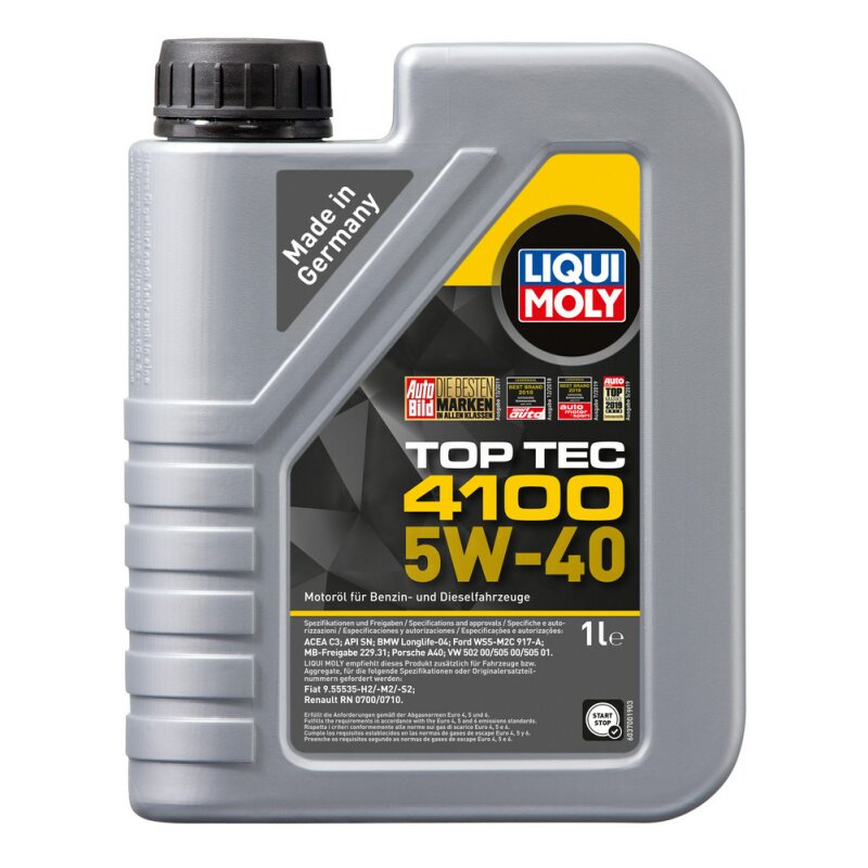 Масло моторное Liqui Moly Top Tec 4100 5w40 синтетическое, SN, ACEA C3, универсальное, 1л, арт. 7500
Масло моторное Liqui Moly Top Tec 4100 5w40 синтетическое, SN, ACEA C3, универсальное, 1л, арт. 7500
