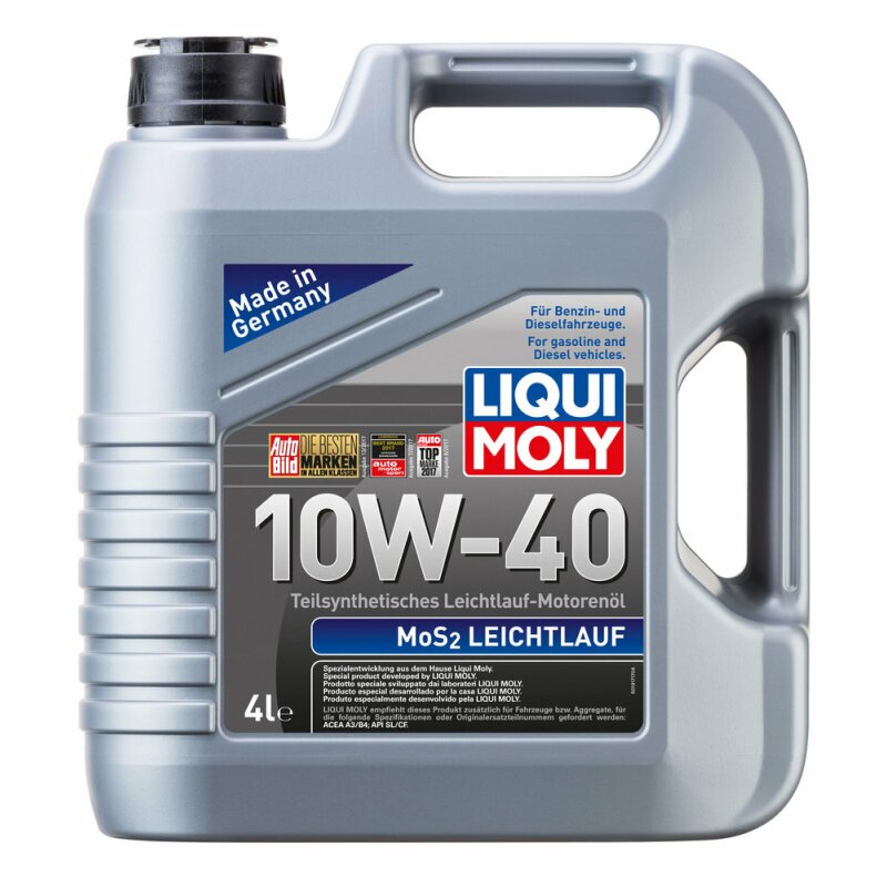 Масло моторное Liqui Moly MoS2 Leichtlauf 10w40 полусинтетическое, SL, ACEA A3/B4, универсальное, 4л, арт. 1917
Масло моторное Liqui Moly MoS2 Leichtlauf 10w40 полусинтетическое, SL, ACEA A3/B4, универсальное, 4л, арт. 1917