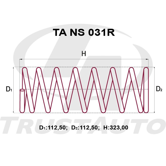 Пружина подвески TrustAuto усиленная, арт. TANS031R
Пружина подвески TrustAuto усиленная, арт. TANS031R