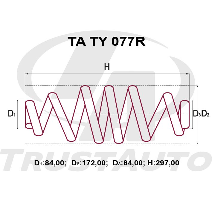 Пружина подвески TrustAuto усиленная, арт. TATY077R
Пружина подвески TrustAuto усиленная, арт. TATY077R