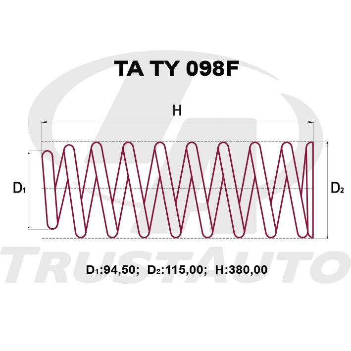 Пружина подвески TrustAuto усиленная, арт. TATY098F
Пружина подвески TrustAuto усиленная, арт. TATY098F