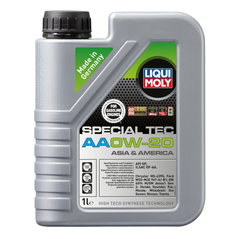 Масло моторное Liqui Moly SpecialTec AA 0w20 синтетическое, SP/GF-6A, для бензинового двигателя, 1л, арт. 8065
Масло моторное Liqui Moly SpecialTec AA 0w20 синтетическое, SP/GF-6A, для бензинового двигателя, 1л, арт. 8065