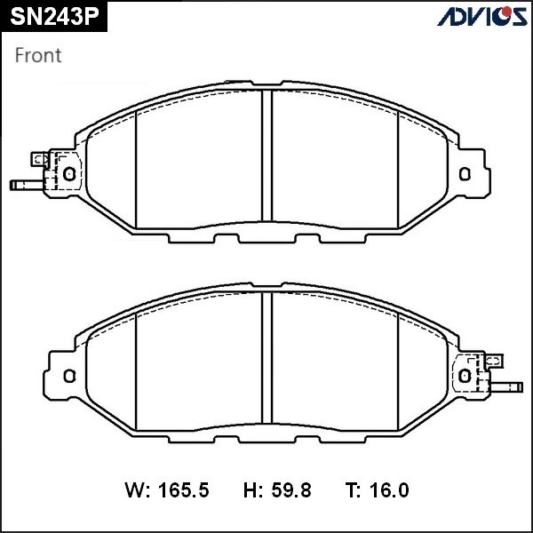 Колодки тормозные ADVICS дисковые, арт. SN243P
Колодки тормозные ADVICS дисковые, арт. SN243P