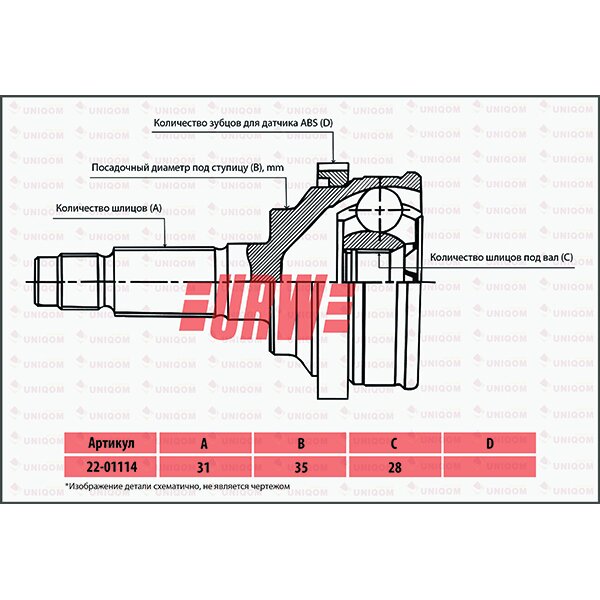 ШРУС привода URW, арт. 2201114
ШРУС привода URW, арт. 2201114