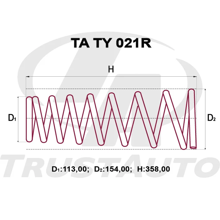 Пружина подвески TrustAuto усиленная, арт. TATY021R
Пружина подвески TrustAuto усиленная, арт. TATY021R