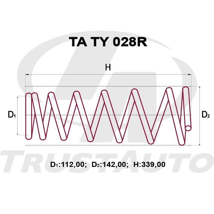 Пружина подвески TrustAuto усиленная, арт. TATY028R
Пружина подвески TrustAuto усиленная, арт. TATY028R