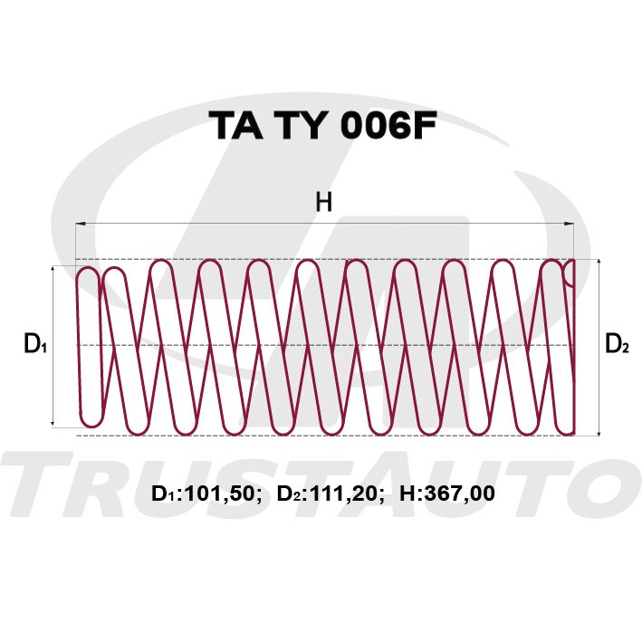 Пружина подвески TrustAuto усиленная, арт. TATY006F
Пружина подвески TrustAuto усиленная, арт. TATY006F