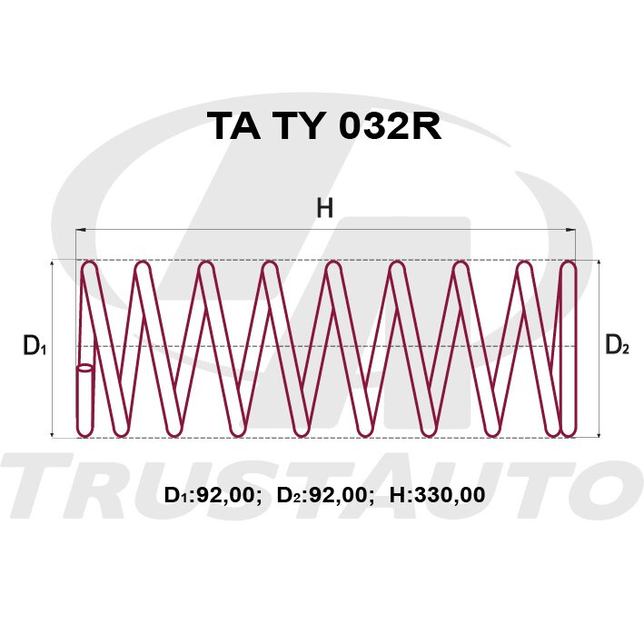 Пружина подвески TrustAuto усиленная, арт. TATY032R
Пружина подвески TrustAuto усиленная, арт. TATY032R