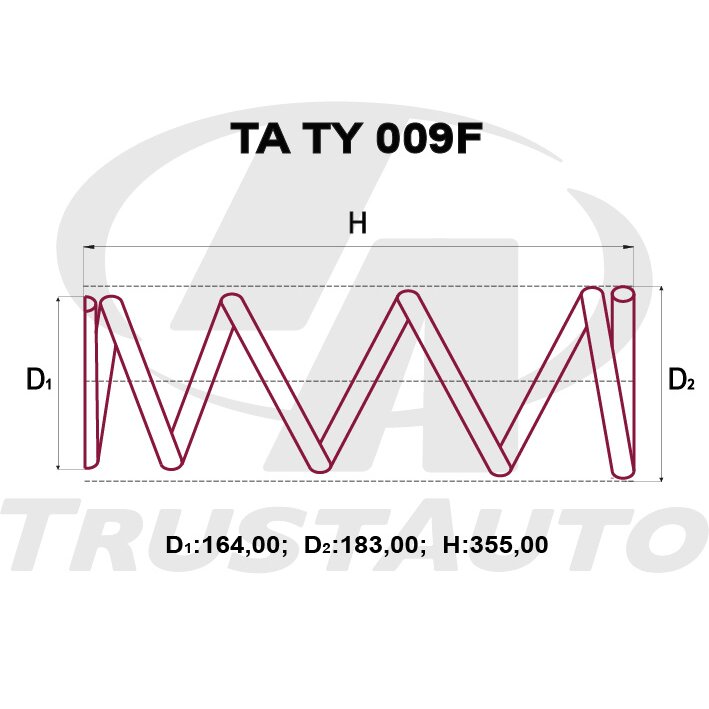 Пружина подвески TrustAuto усиленная, арт. TATY009F
Пружина подвески TrustAuto усиленная, арт. TATY009F