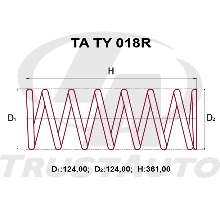 Пружина подвески TrustAuto усиленная, арт. TATY018R
Пружина подвески TrustAuto усиленная, арт. TATY018R