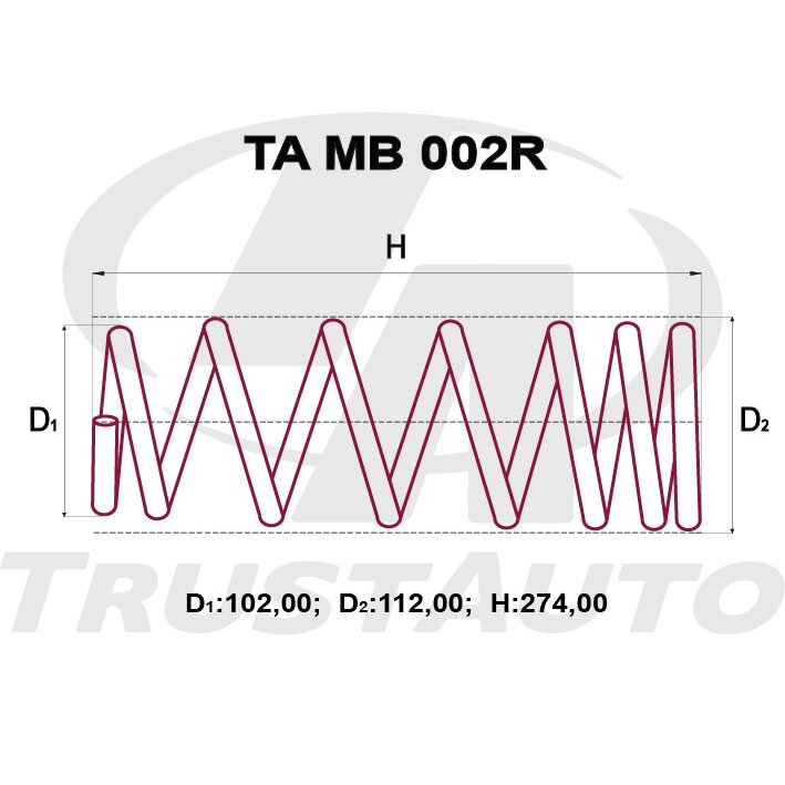 Пружина подвески TrustAuto усиленная, арт. TAMB002R
Пружина подвески TrustAuto усиленная, арт. TAMB002R