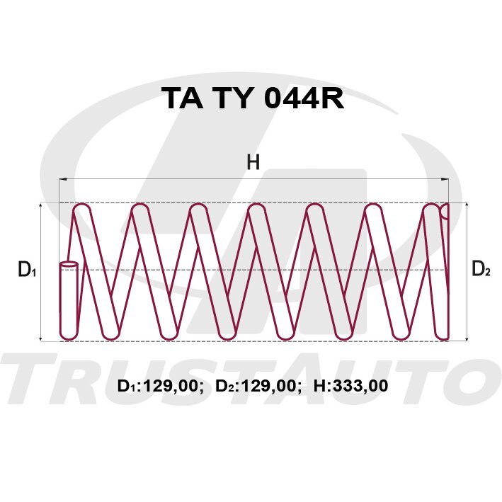 Пружина подвески TrustAuto усиленная, арт. TATY044R
Пружина подвески TrustAuto усиленная, арт. TATY044R