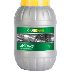 Смазка пластичная OILRIGHT Литол-24, для подшипников и шарниров, водостойкая, банка 2кг, арт. 6004