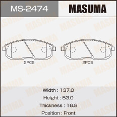 Колодки тормозные дисковые Masuma, передние, комплект на ось (4 шт), арт. MS-2474