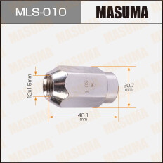 Гайка колесная Masuma MLS-010, закрытая, для Toyota / Mitsubishi, M12x1.5(R), длина 40.1мм, коническая посадка, под ключ 21мм, 1 шт