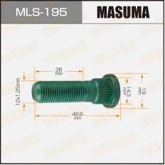 Шпилька колесная Masuma MLS-195, для Nissan / Infiniti / Subaru, M12x1.25(R), длина 47мм, 1 шт