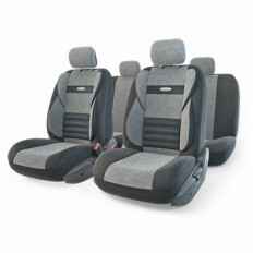 Чехлы AUTOPROFI COMFORT COMBO для передних и задних сидений, велюр, черный/серый цвет, 11 предметов