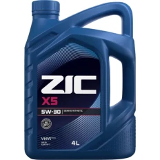 Масло моторное ZIC X5 5w30, полусинтетическое, API SQ, ILSAC GF-7A, для бензинового двигателя, 4л, арт. 162621