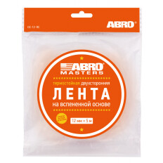 Лента клейкая двусторонняя ABRO Masters, акриловая, 12мм x 5м, белая, арт. OE-12-R