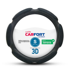 Оплетка на руль CARFORT 3D, экокожа и алькантара, черный цвет, размер S (35-37см)