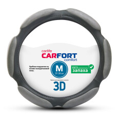 Оплетка на руль CARFORT 3D, экокожа и алькантара, серый цвет, размер M (37-39см)