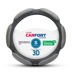 Оплетка на руль CARFORT 3D, экокожа и алькантара, серый цвет, размер S (35-37см)