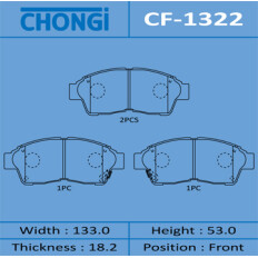 Колодки тормозные дисковые Chongi передние, комплект на ось (4 шт), арт. CF-1322
